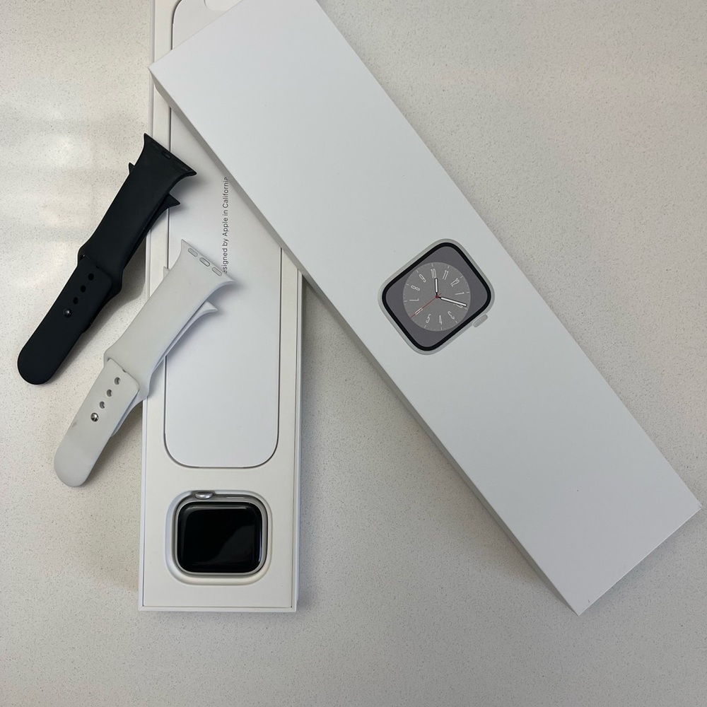 Apple Watch 8 Smartwatch, 41 MM with Black and White Bands